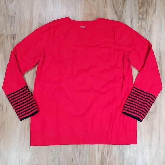 🔹️Nautica Red & Black Stripe Long Sleeve Sweater XLarge - Picture 2 of 7